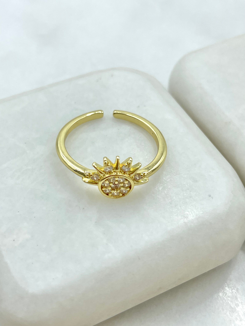 Zirkon Taşlı Güneş Model Yüzük Gold