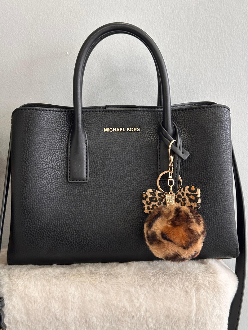 Peluş Fiyonklu Leopar Anahtarlık