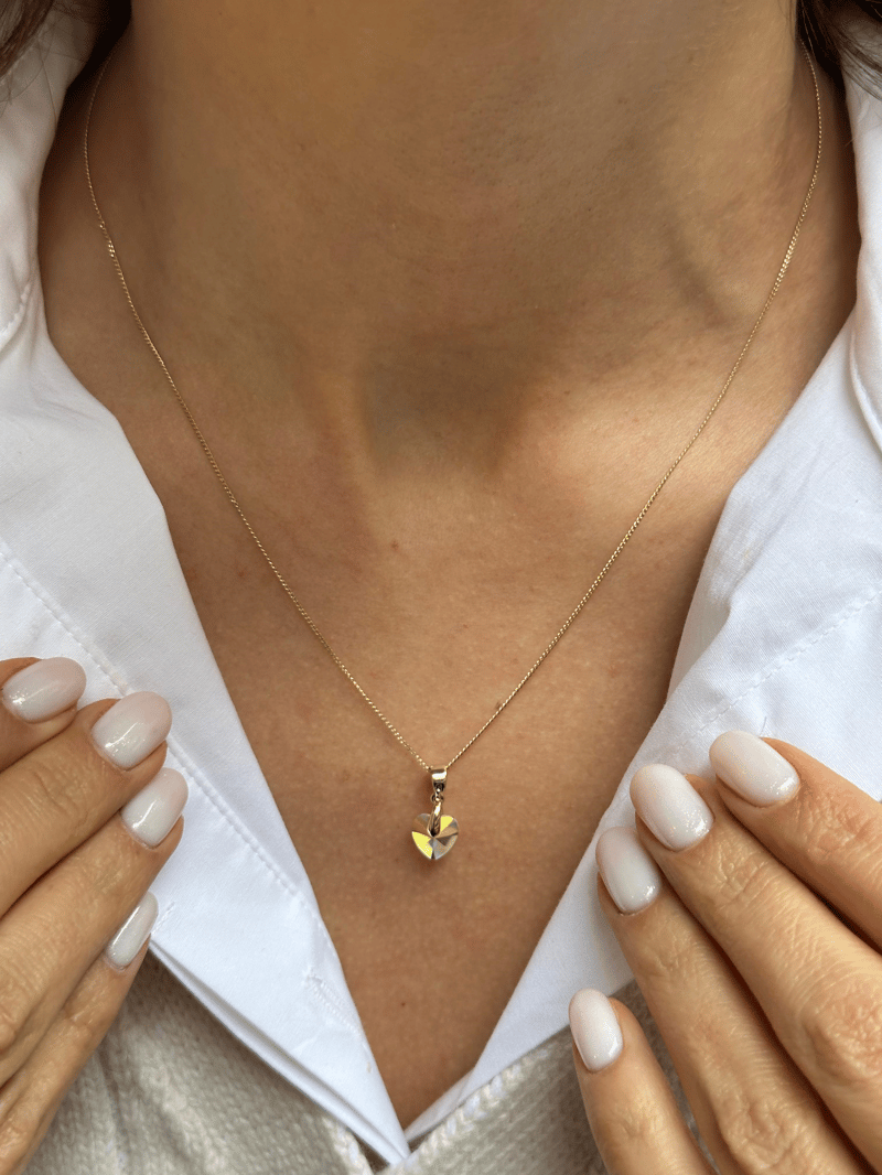 Özel Seri Swarovski Taşlı Kalp Kolye Gold