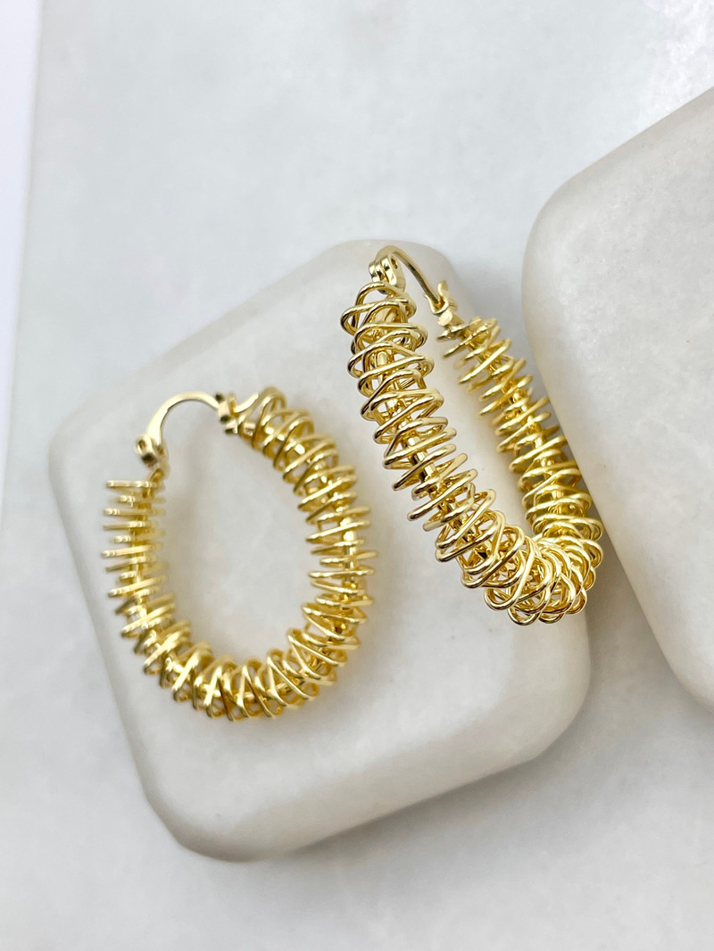 Sarmal Tel Halka Küpe Gold