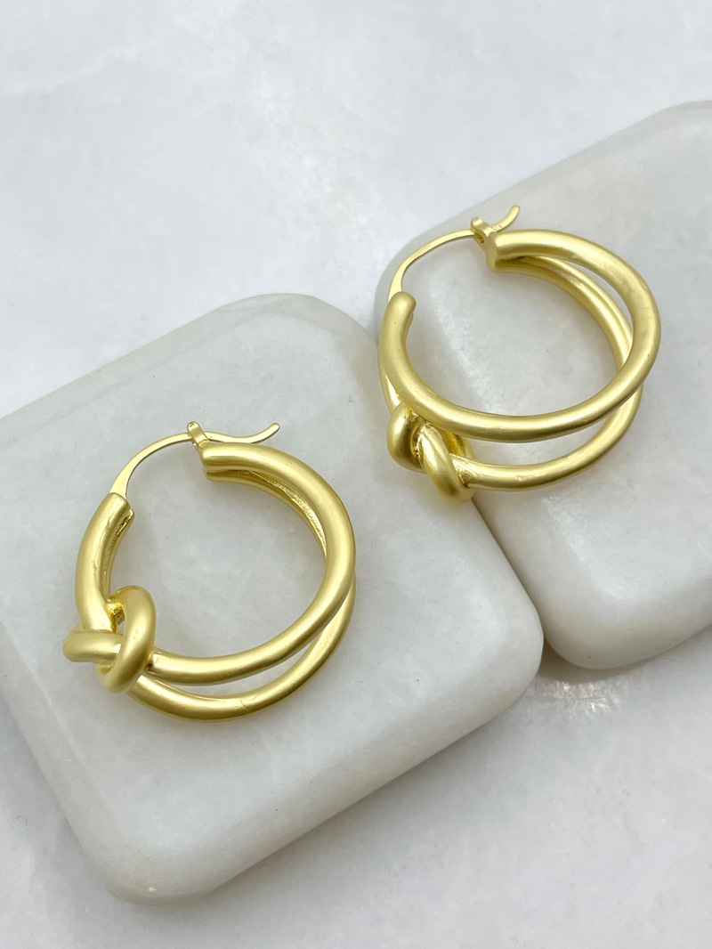 Doğum Detaylı İkili Görünüm Mat Küpe Gold