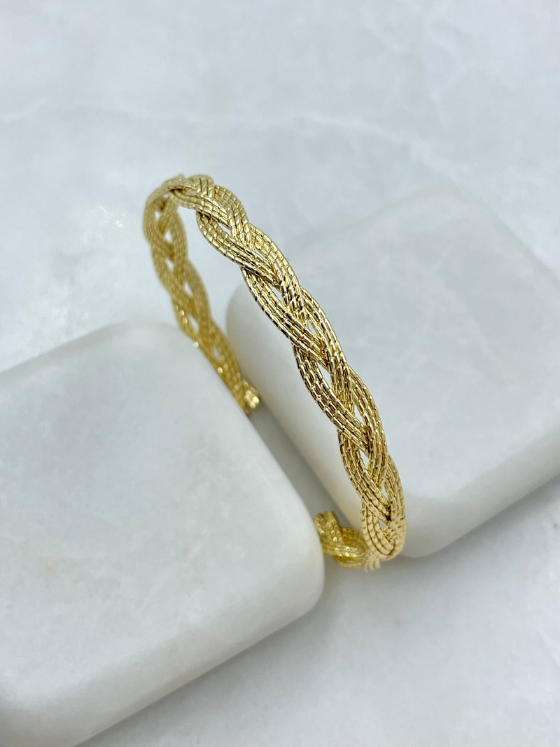 Altın Kaplama Tel Örgü Model Bileklik Gold