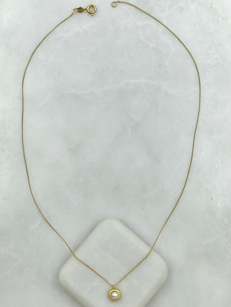 Özel Seri İncili Minimal Kare Kolye 45 cm Gold