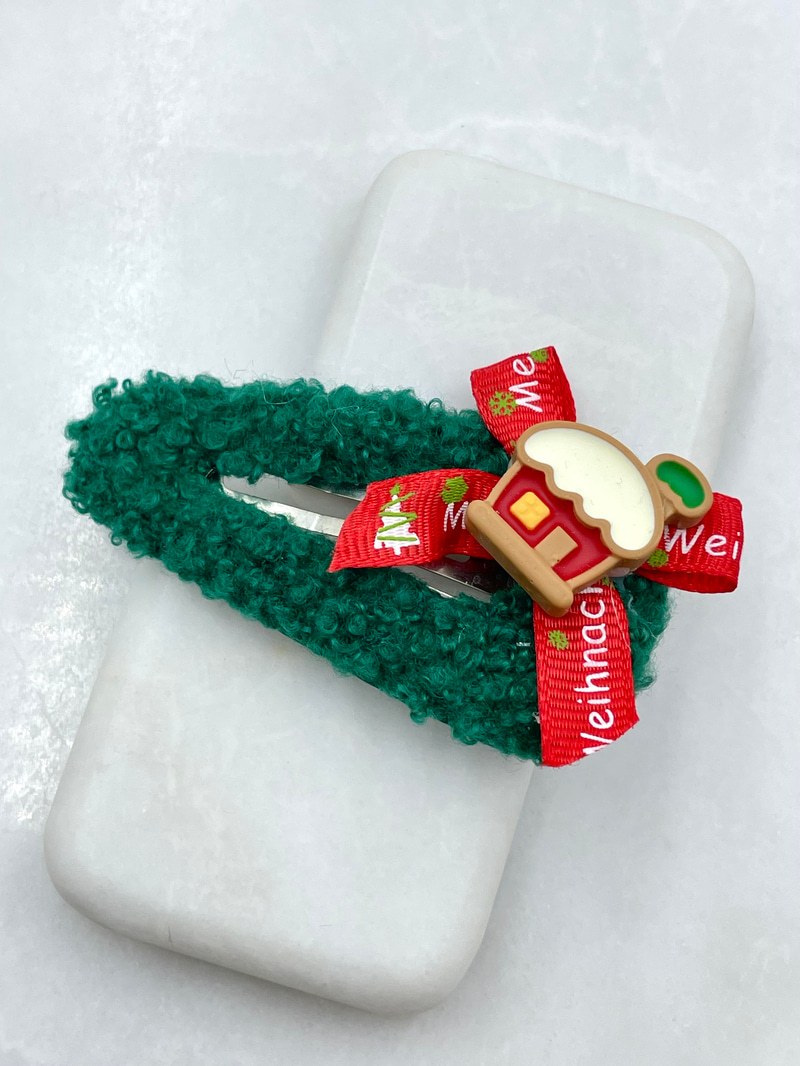Yeşil Peluş Ev Pens Toka Renkli