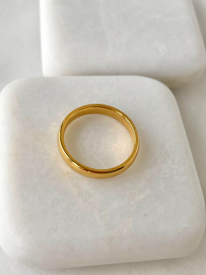 Çelik Bombe Kesim Basic Yüzük Gold