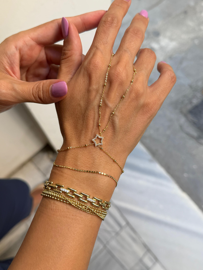 Yıldız Model Topçuk ve Arpa Zincir Şahmeran Gold