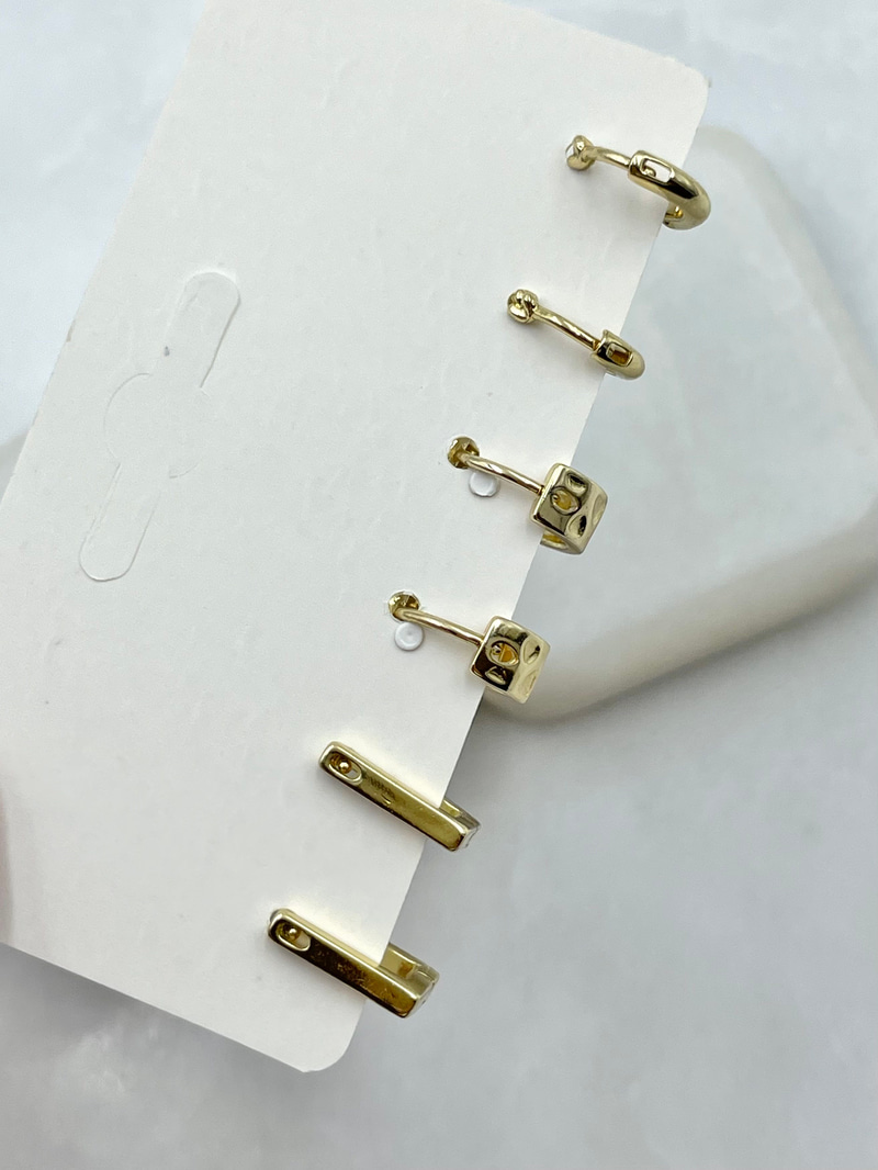 Özel Seri Altılı Ezme Plaka Set Küpe Gold