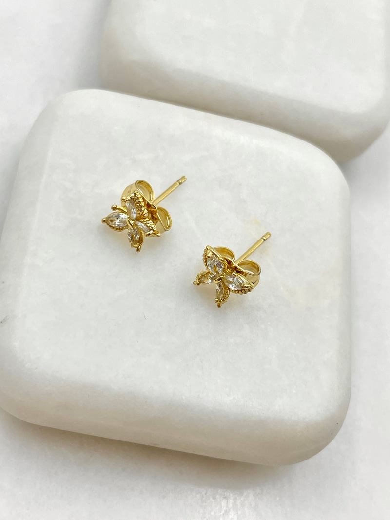 Özel Seri Minimal Vintage Kelebek Küpe 0.6 cm Gold