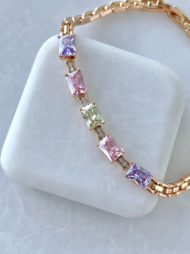 Özel Seri Sıralı Renkli Kristal Taşlı Bileklik