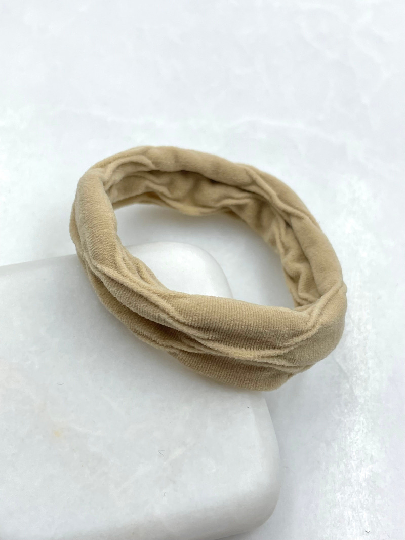 Desenli Nude Scrunchie Toka Bej