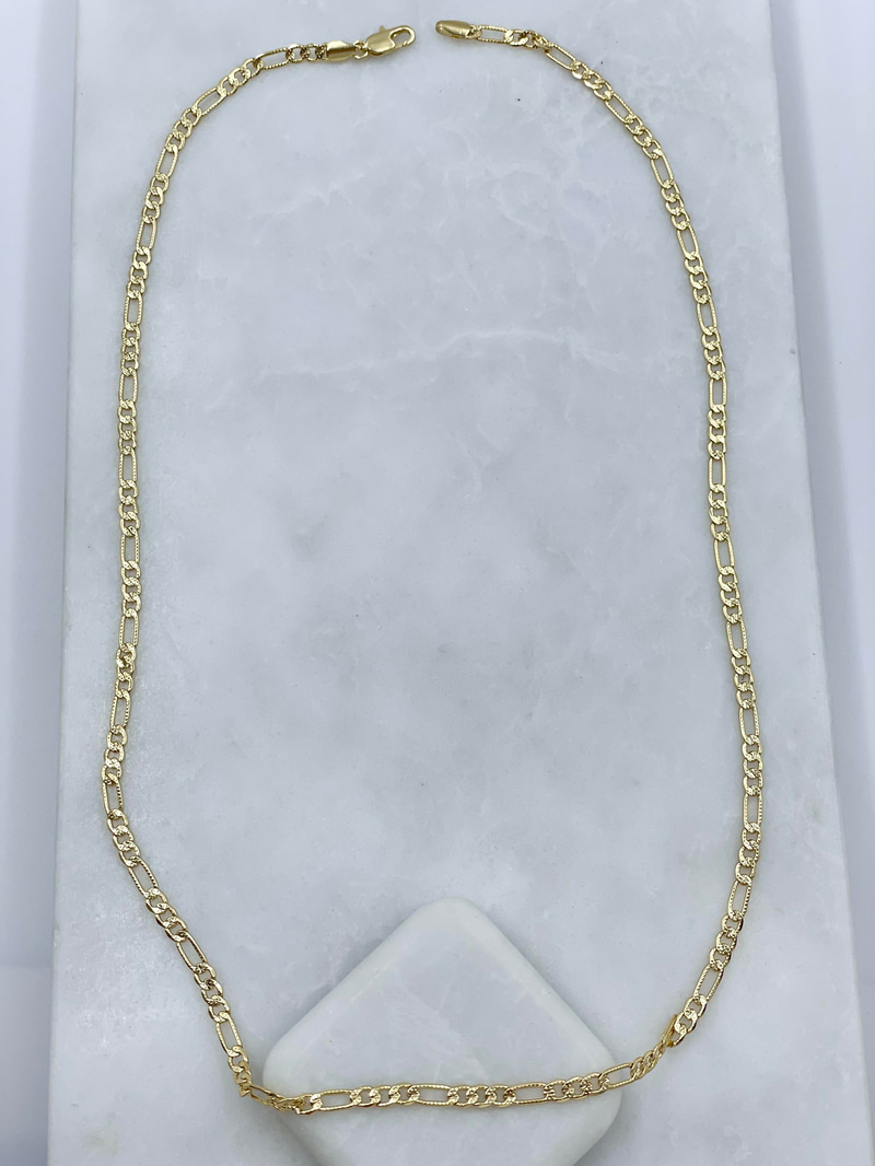 Altın Kaplama İşlemeli Basic Zincir Kolye 60 cm Gold