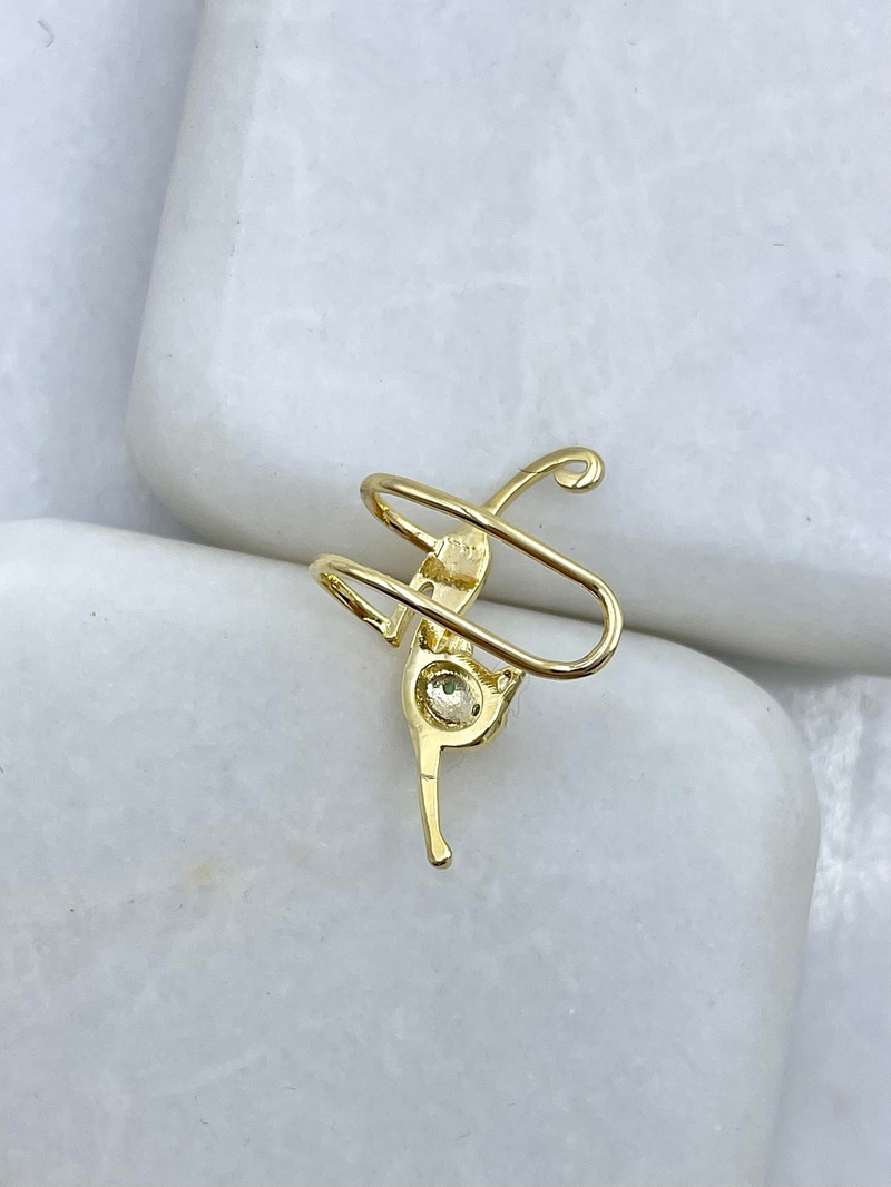 Altın Kaplama Kedi Model Kıkırdak Küpe Gold