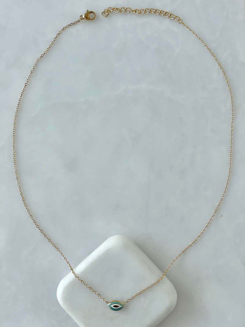 Çelik Minimal Nazar Kolye Gold