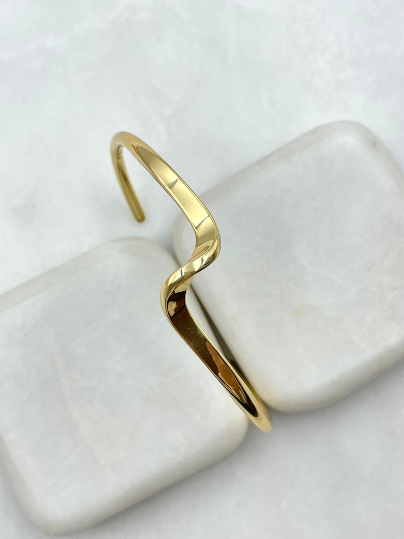 Dalga Model Kelepçe Gold