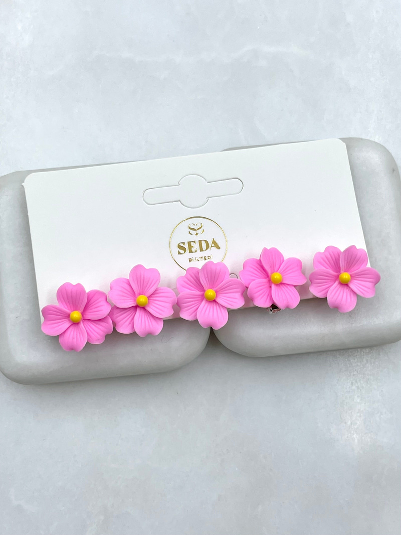 Sakura Çiçek Saç Küpesi Renkli