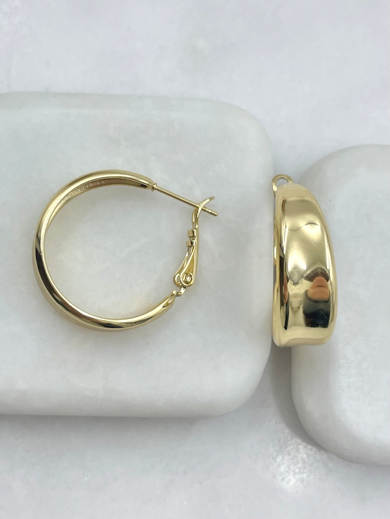 Özel Seri Oval Kesim Halka Küpe 2.5 cm Gold