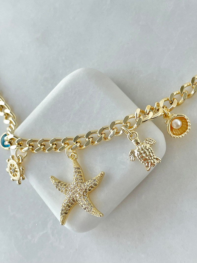 Deniz Temalı Kolye Gold