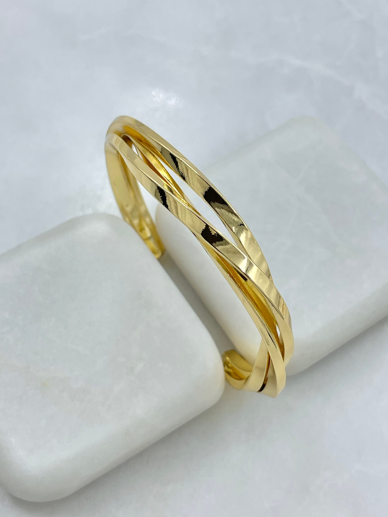 Altın Kaplama Üçlü Dalga Model Bileklik Gold