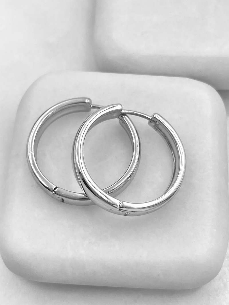 Özel Seri Kare Kesim Basic Halka Küpe 2.5 cm Gümüş