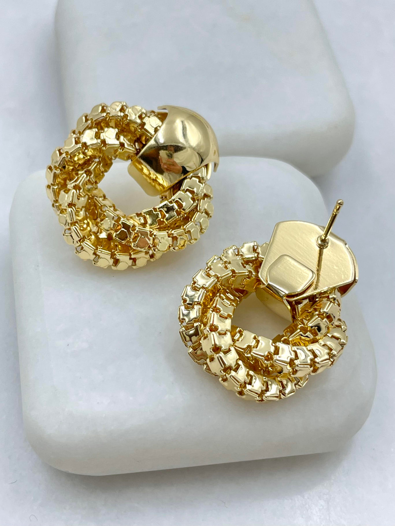 Altın Kaplama Burgu Zincir Vintage Küpe Gold