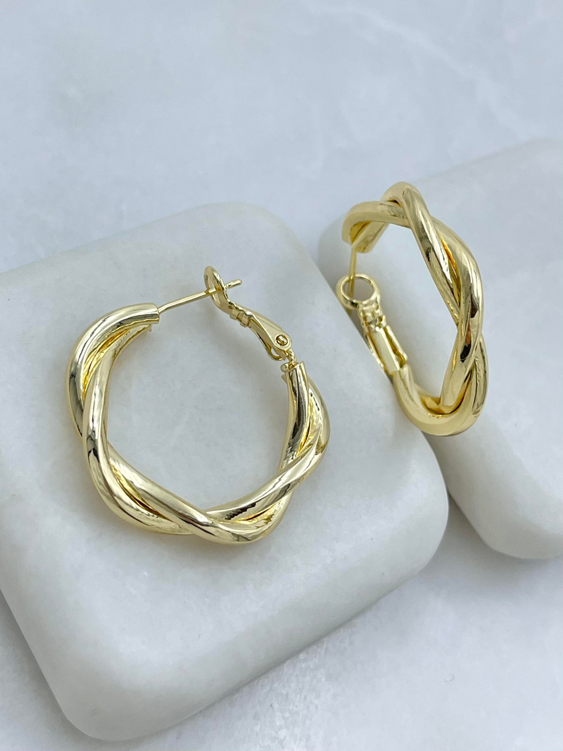 Altın Kaplama İkili Sarmal Halka Küpe Gold