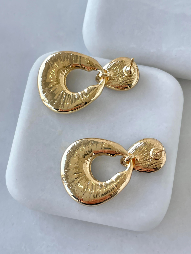 Altın Kaplama Leopar Çanta Küpe Gold