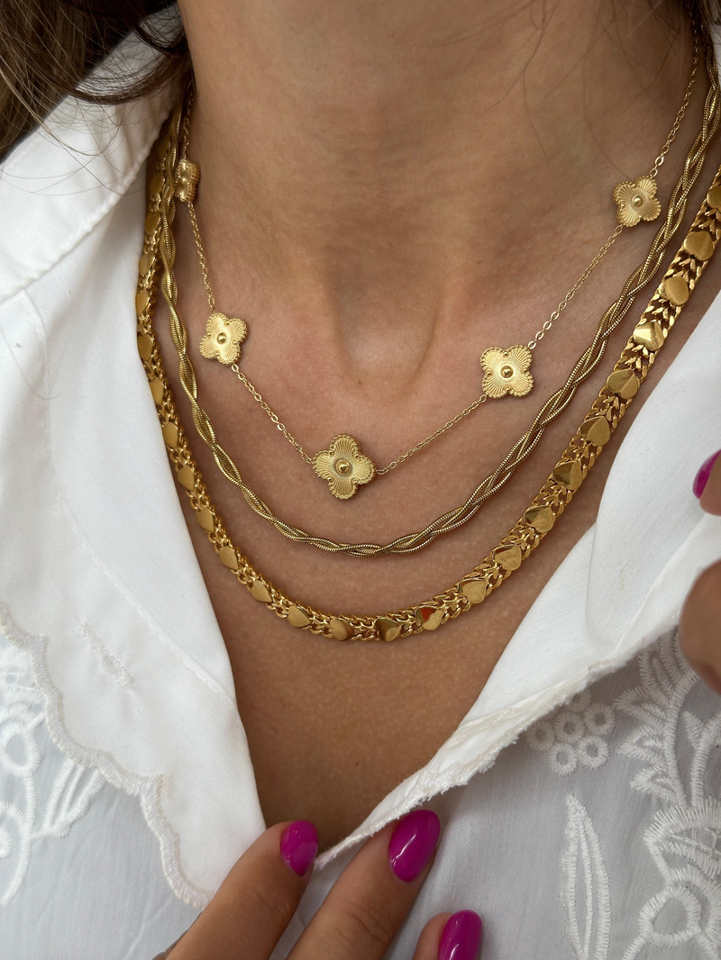 Çelik Örgü ve Kalp Plaka Kolye