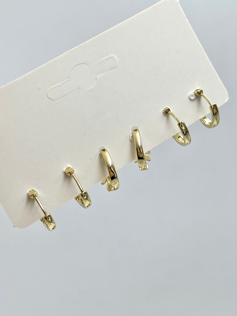 Özel Seri Kristal Taşlı Kurdele ve Yaprak Model Altılı Set Küpe Gold