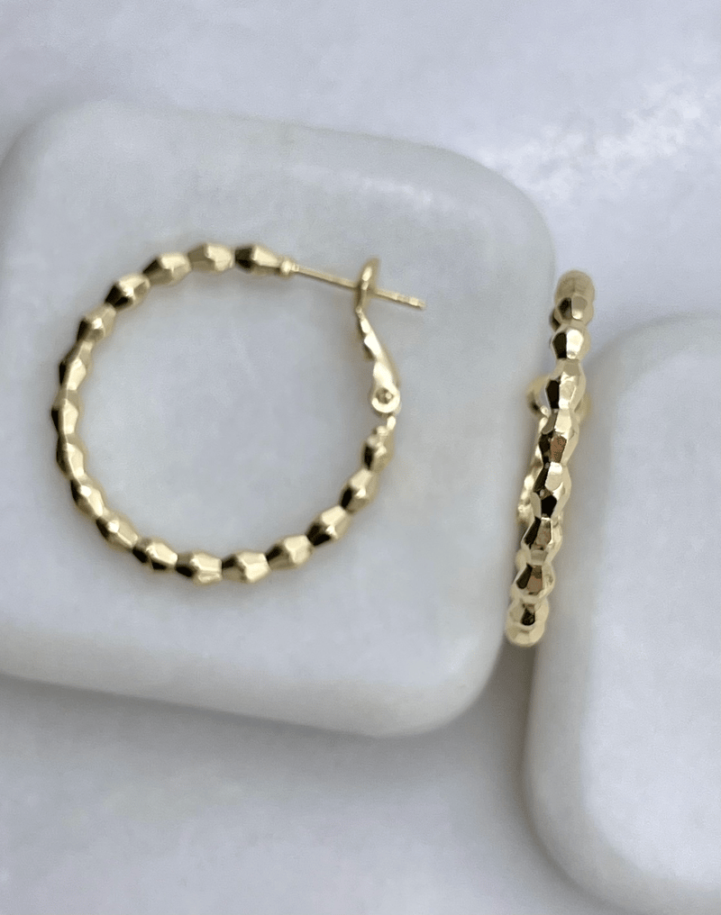 Altın Kaplama Işıltılı Bombe Halka Küpe Gold