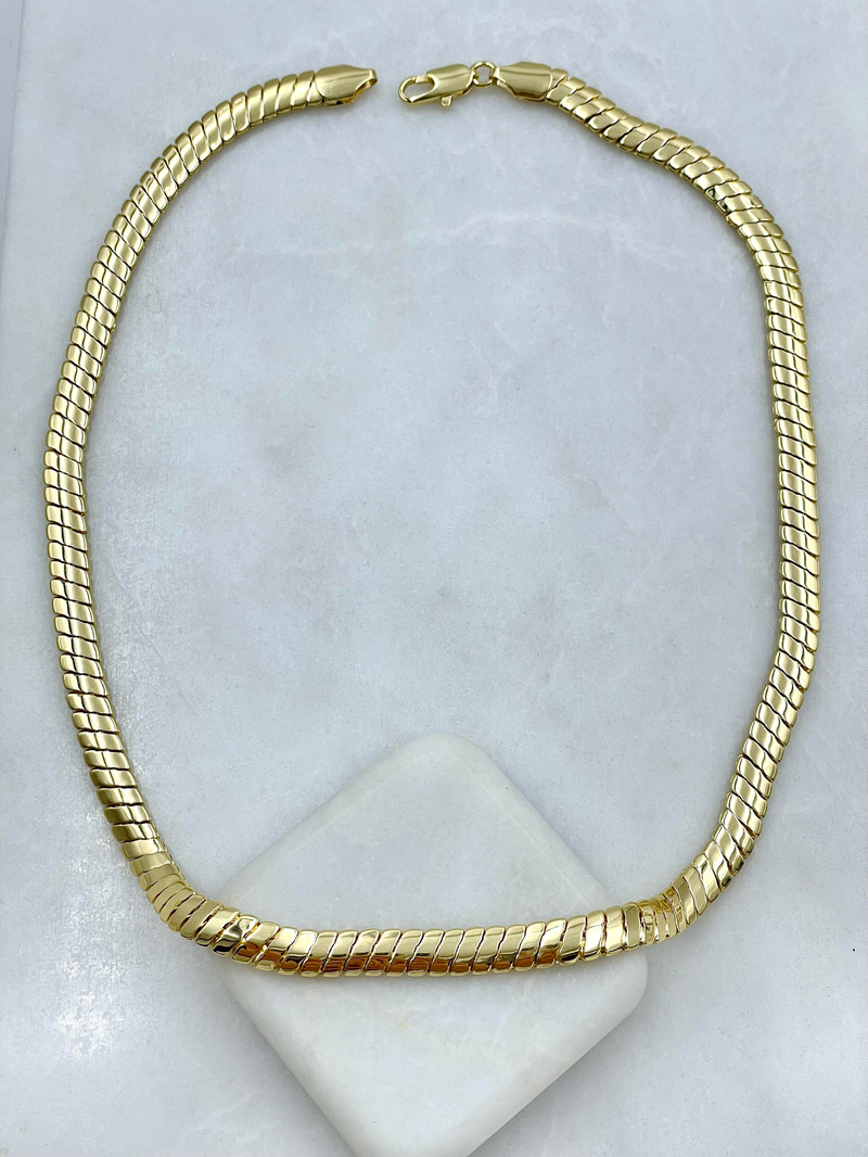 Altın Kaplama Yılan Zincir Kolye 45 cm Gold
