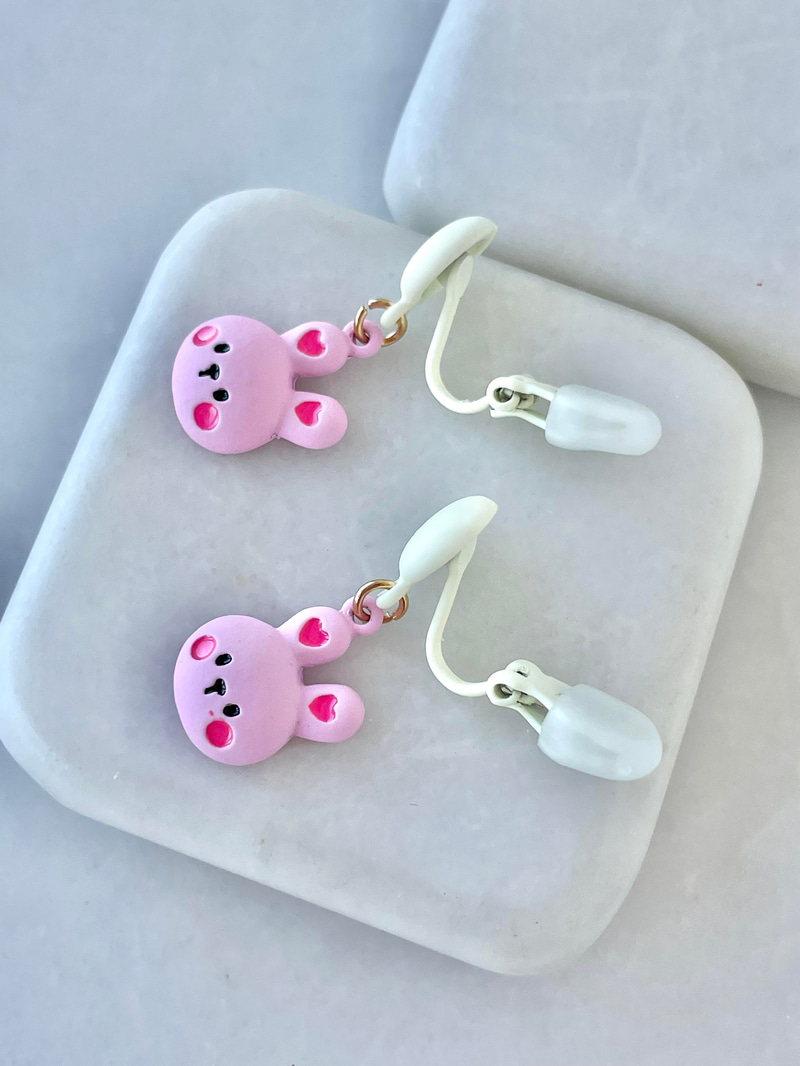 Pembe Tavşan Çocuk Küpesi