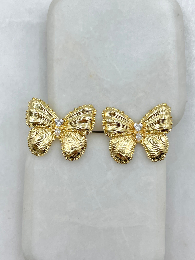Kelebek Model Mat Küpe Gold