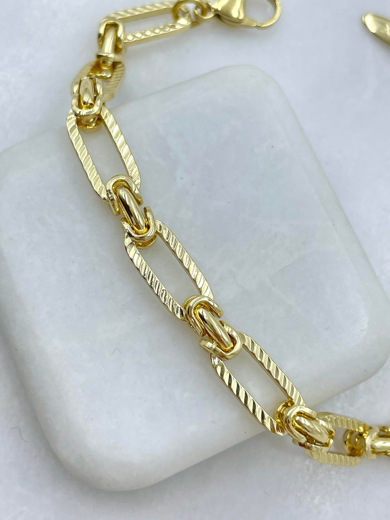 Özel Seri Ezme Ataç Zincir Bileklik Gold