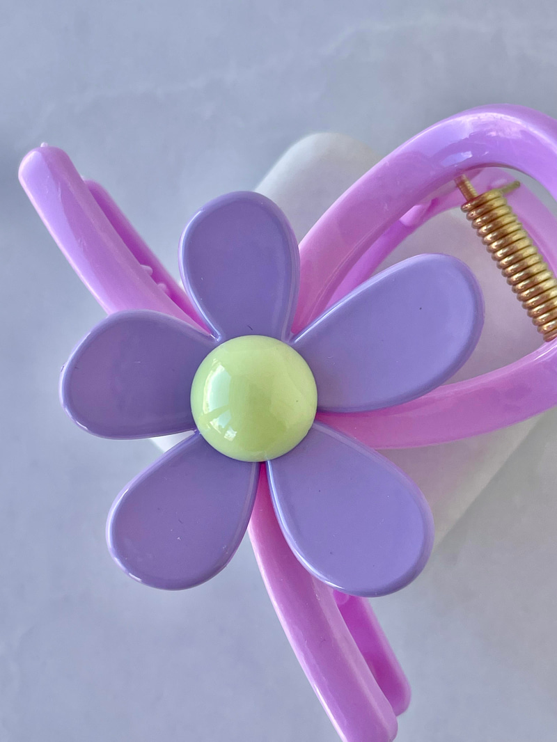 Renkli Çiçek Model Mandal Toka Mor