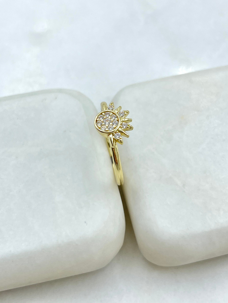 Zirkon Taşlı Güneş Model Yüzük Gold