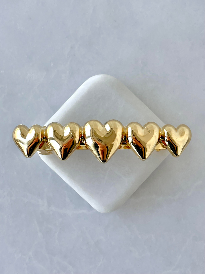 Metal Beşli Kalp Otomatik Toka Gold