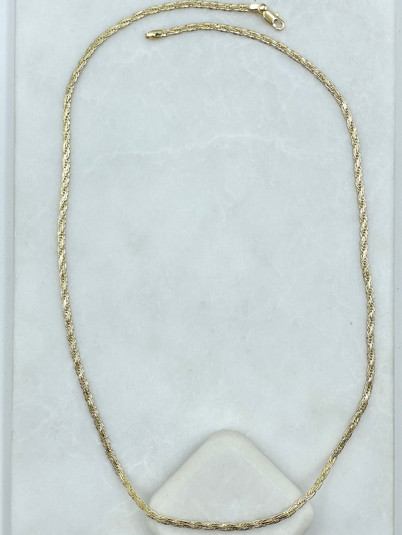 İşlemeli Örme Zincir Kolye 60 cm Gold