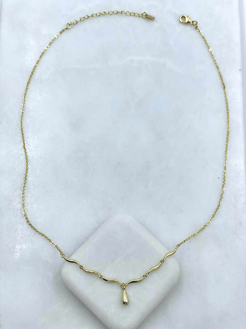 Altın Kaplama Su Damlası Sallantılı Minimal Kolye Gold
