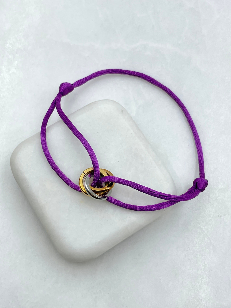 Çelik Trinity İp Bileklik Mor