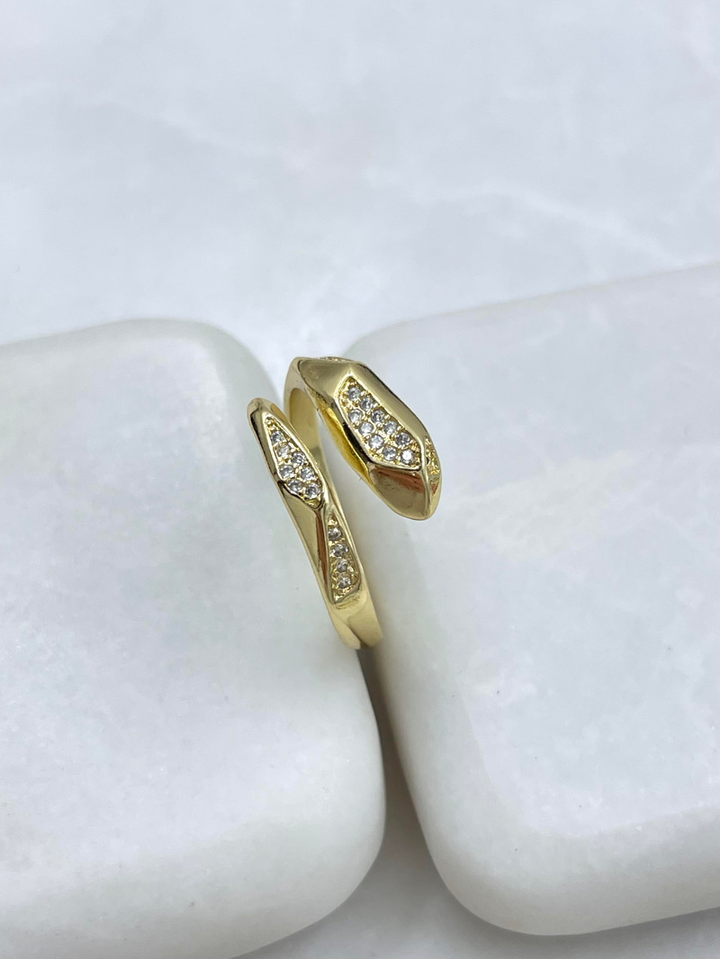 Altın Kaplama Gömme Taşlı Yılan Model Yüzük Gold