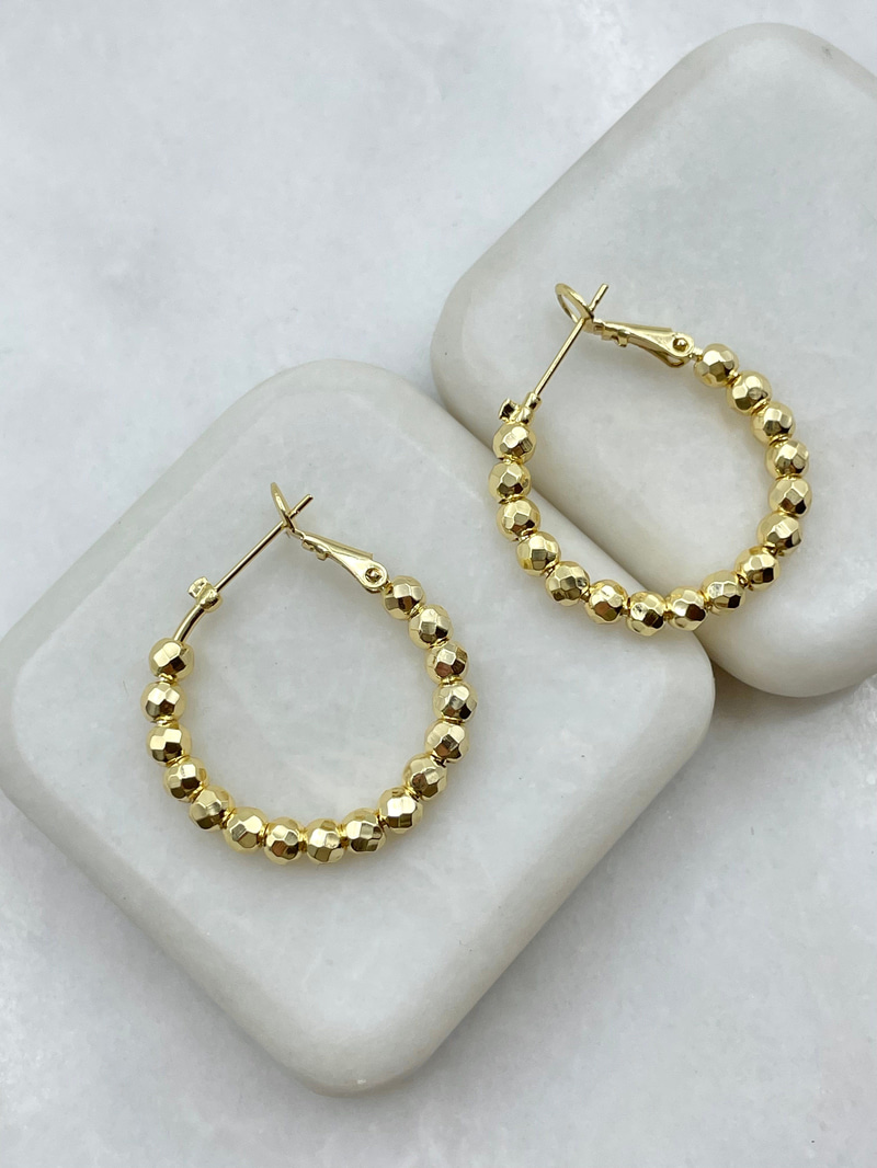 Işıltılı Topçuk Halka Küpe 2.7 cm Gold