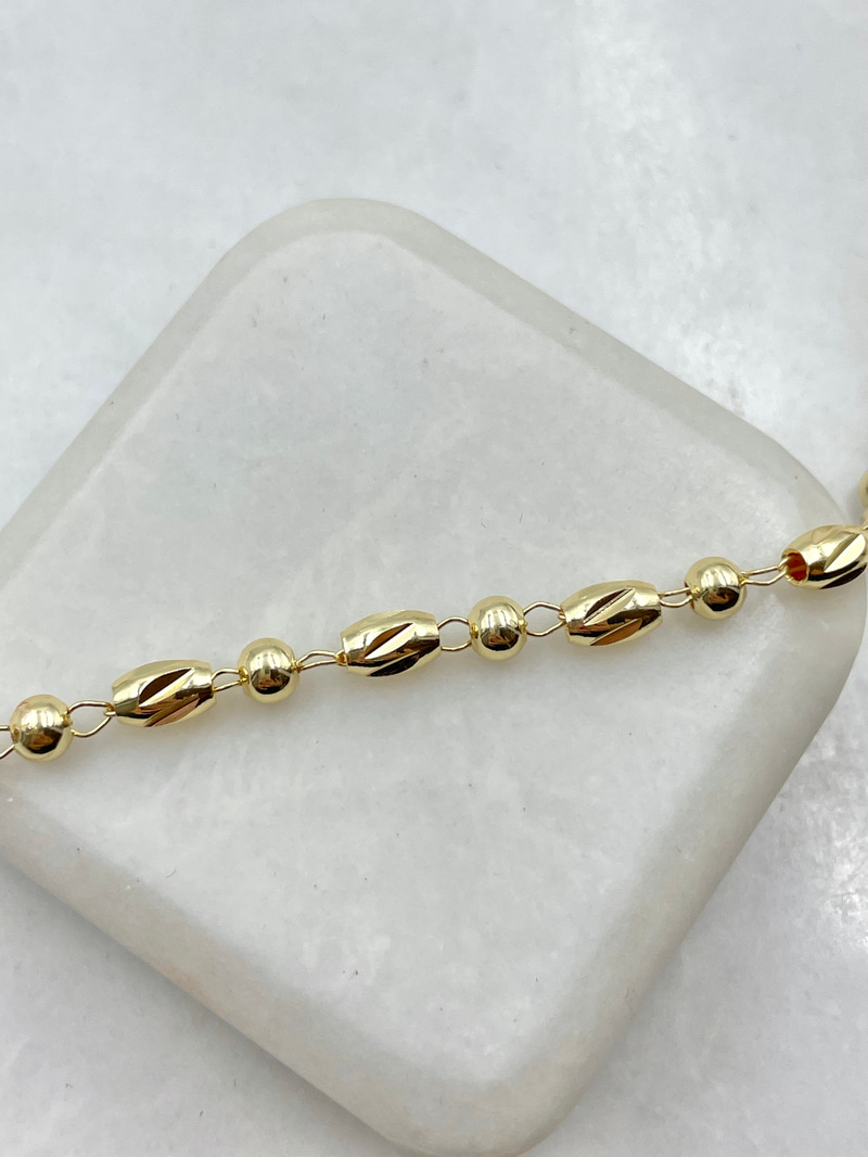 Topçuk ve Bombe Boru Zincir Kolye Gold