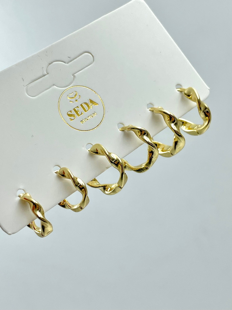 Burgu Model Altılı Set Küpe Gold