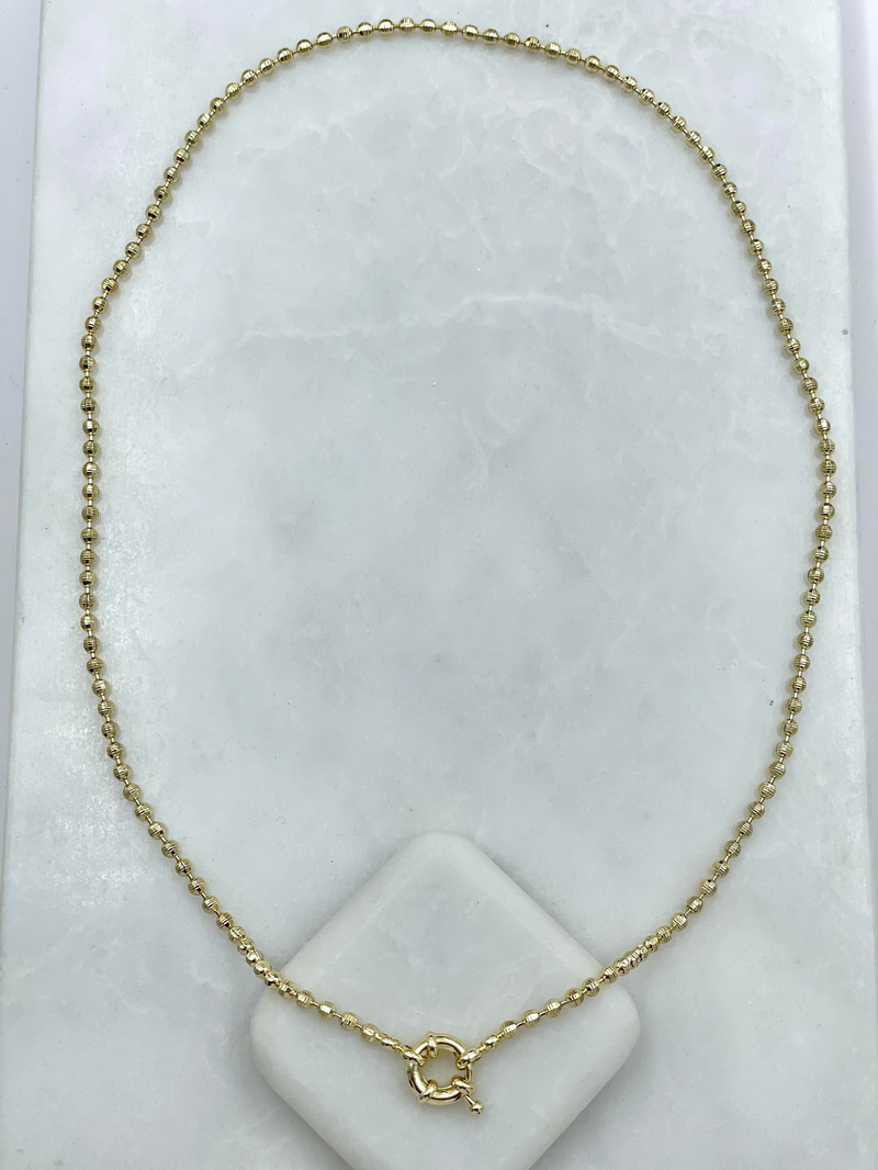 Altın Kaplama Işıltılı Topçuk Önden Kilit Kolye Gold