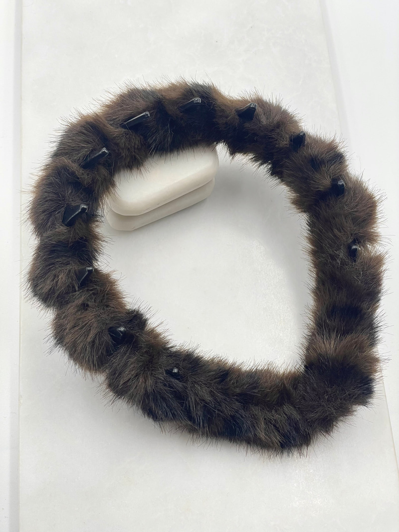 Leopar Peluş Taraklı Taç Acı Kahve