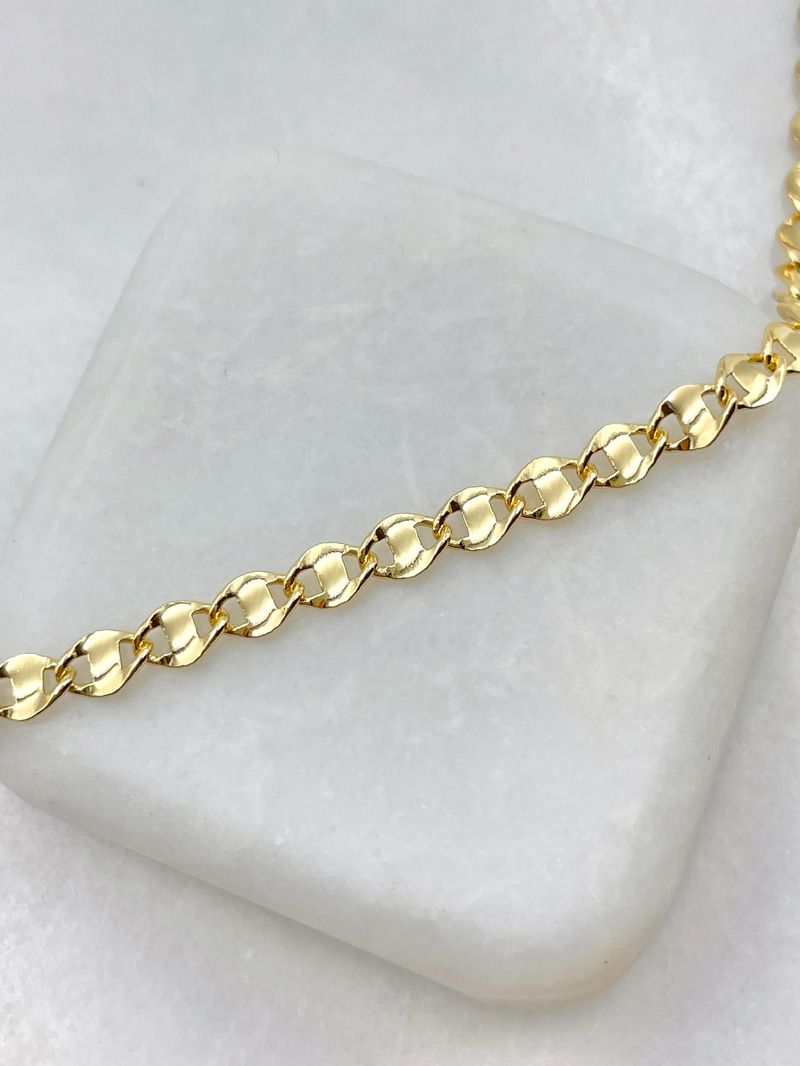 Çelik Burgu Plaka Kolye 60 cm Gold