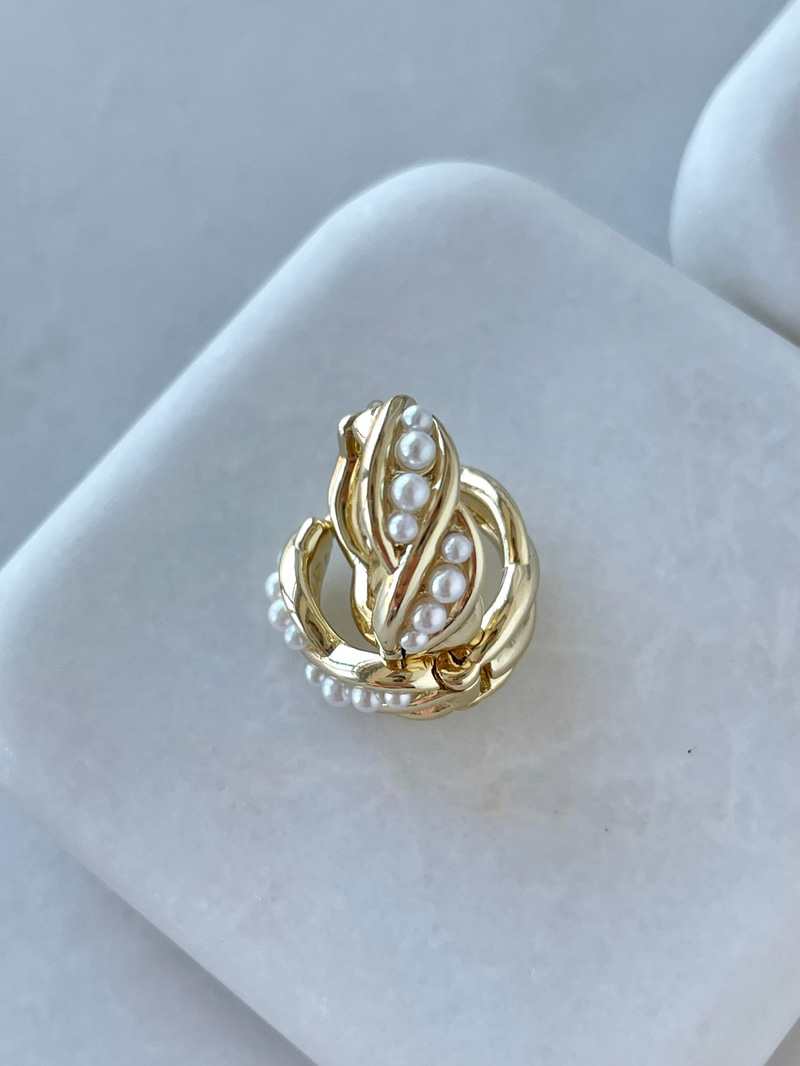 Özel Seri İncili Burgu Halka Küpe Gold