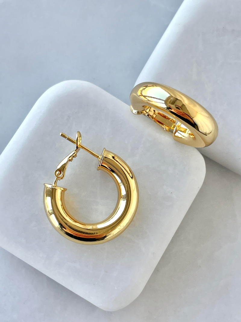 Çelik Minik Boru Basic Küpe Gold