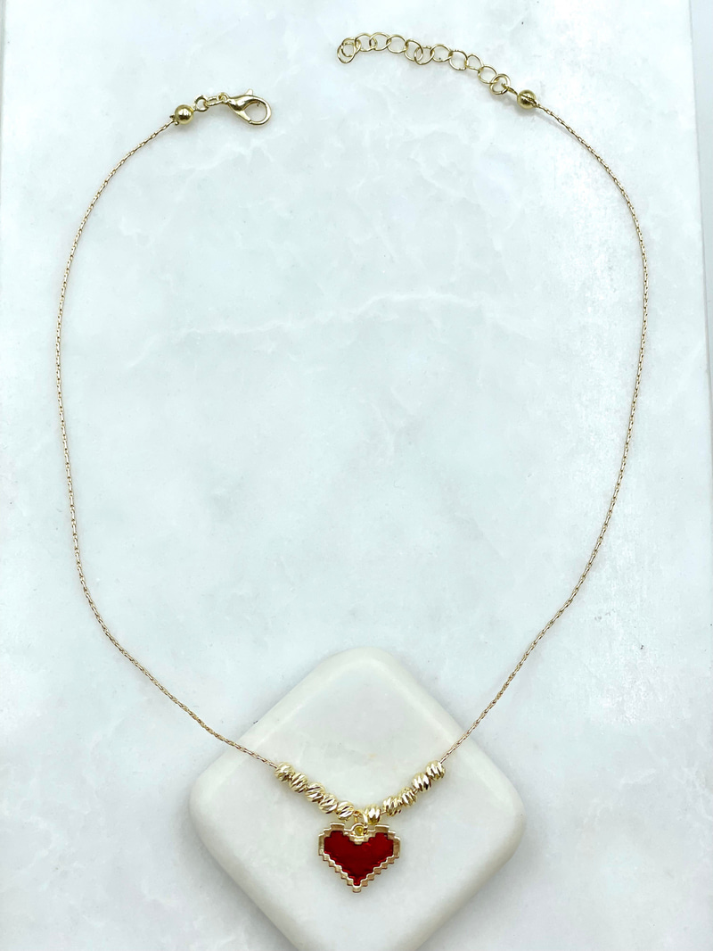Dorikalı Işıltılı Kalp Kolye Gold