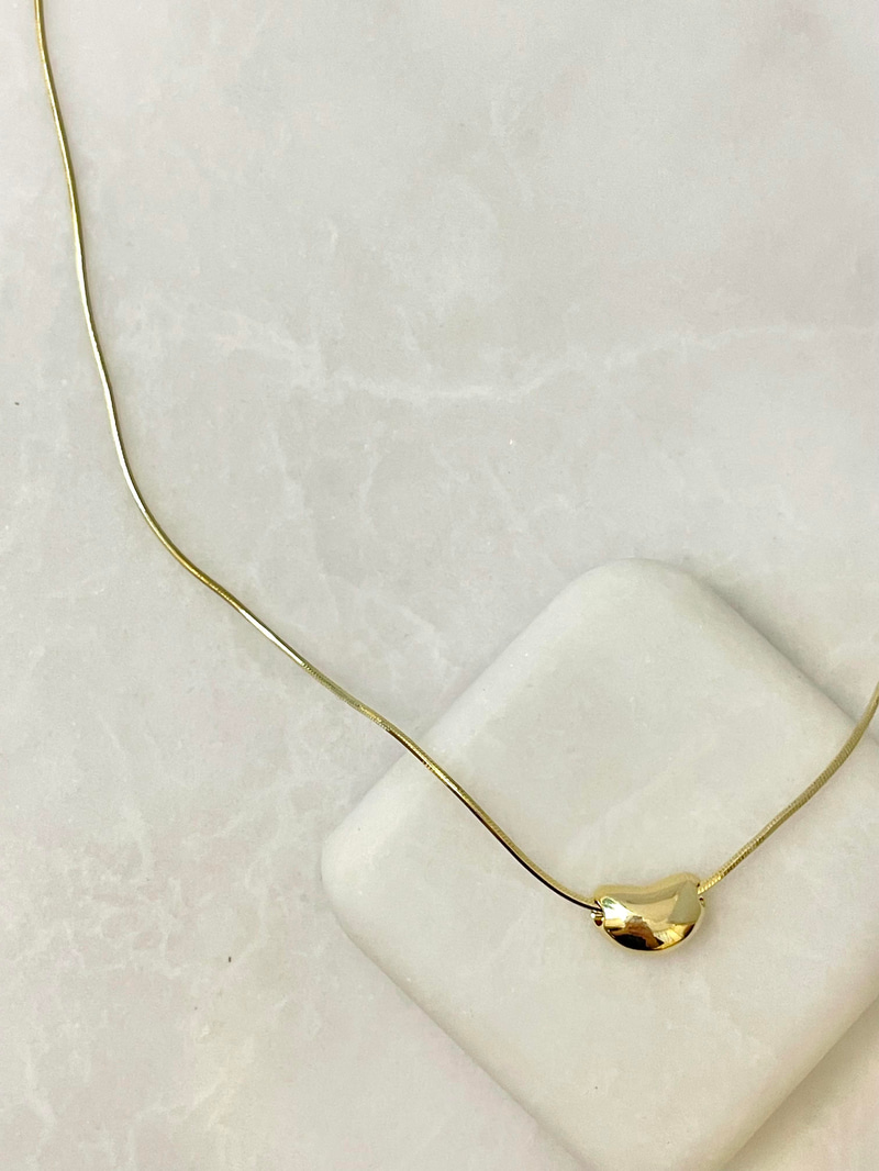 Özel Seri Minimal Kalp Yılan Zincir Kolye Gold
